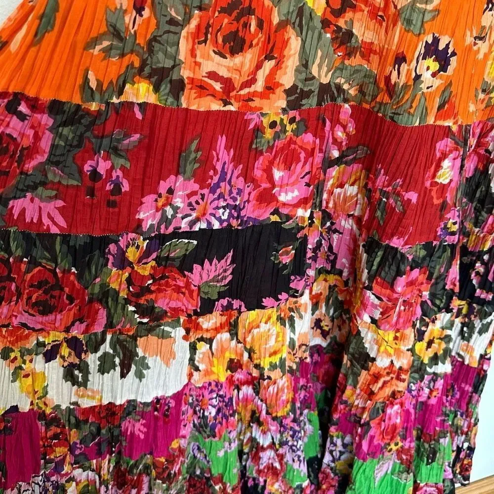 Sandy Starkman Women’s Plus Size Multicolor Floral Tiered Sleeveless Boho Full T